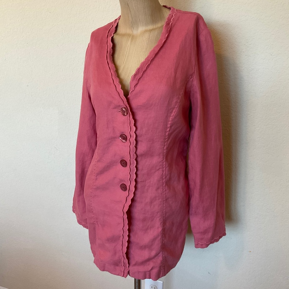 J. Jill NWT Aster Pink Linen Coastal Coatigan Jacket Duster Cardigan Lightweight - Picture 4 of 16
